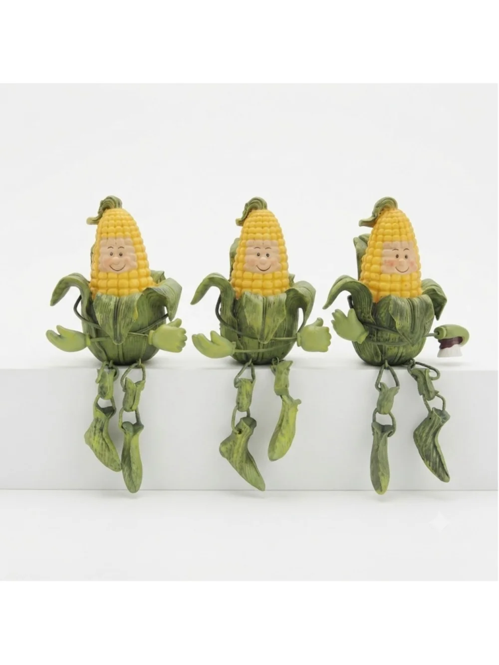 Vintage Anthropomorphic Corn on the Cob Resin Shelf Sitters - Set of 3 Whimsical